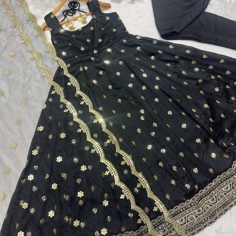 Malishka Export Black Anarkali Dress for Women - Image 3